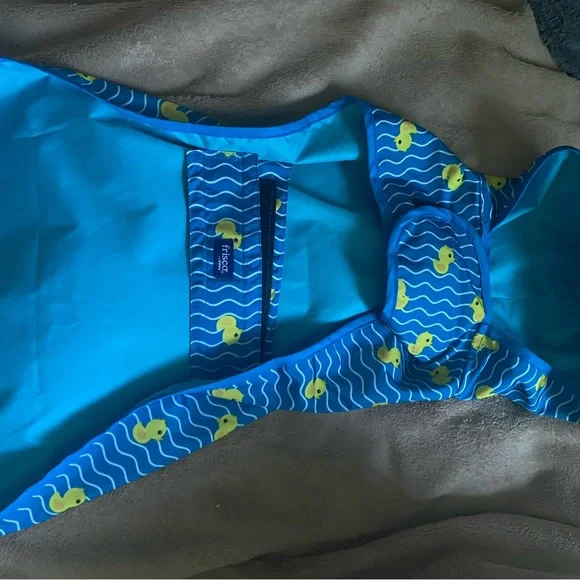 Blue Rubber Duck Print dog raincoat - Picture 2 of 3